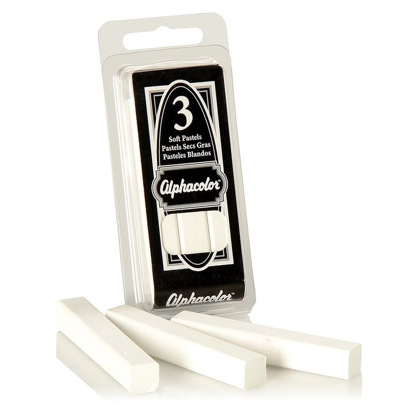Derwent Alphacolor Round Soft Pastels, White, 3 Pastels per Pack (105W) - Image 3